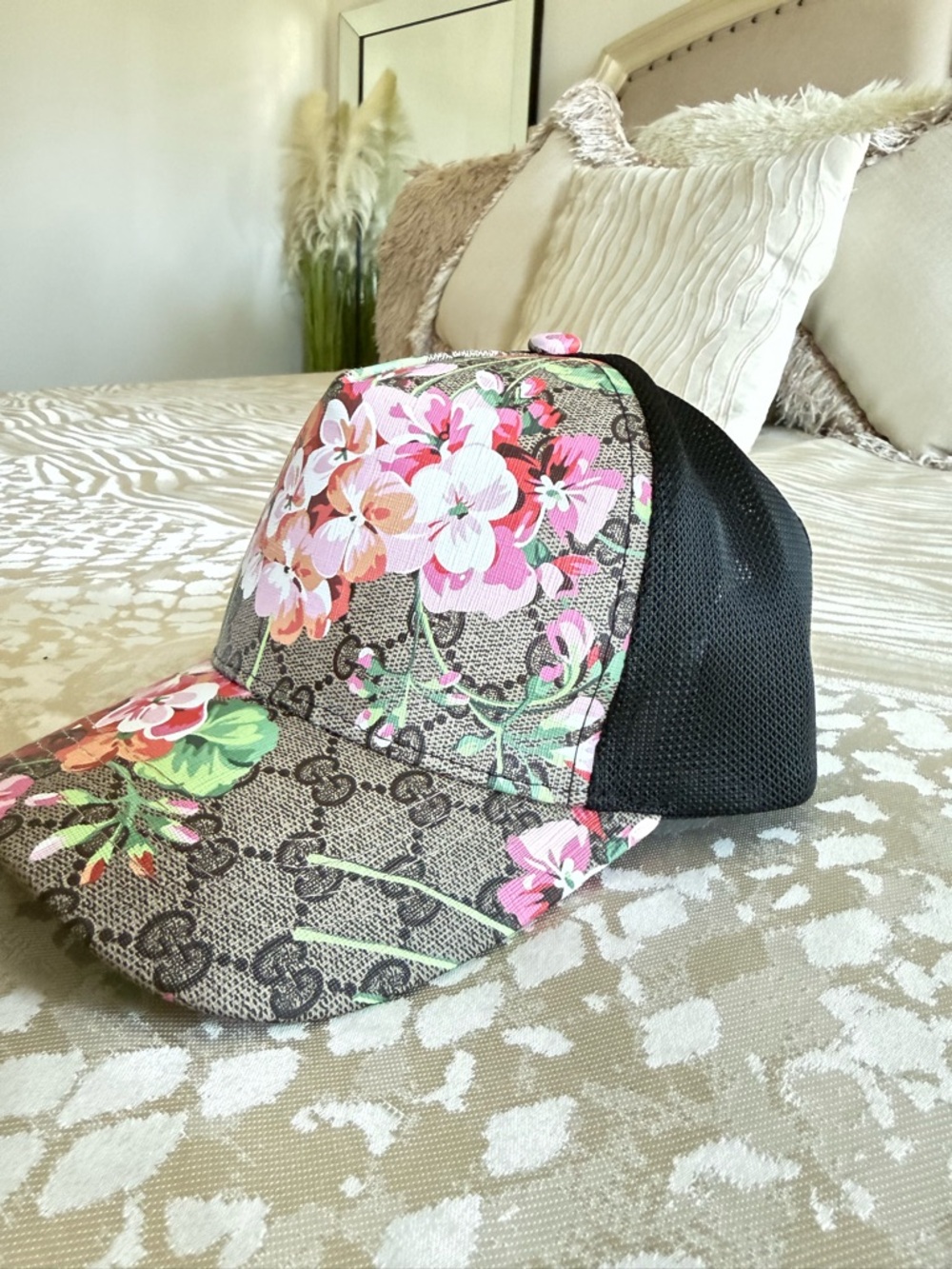 Gucci Floral GG Canvas Baseball Cap - Pink, Green & Coral - Picture 3 of 7